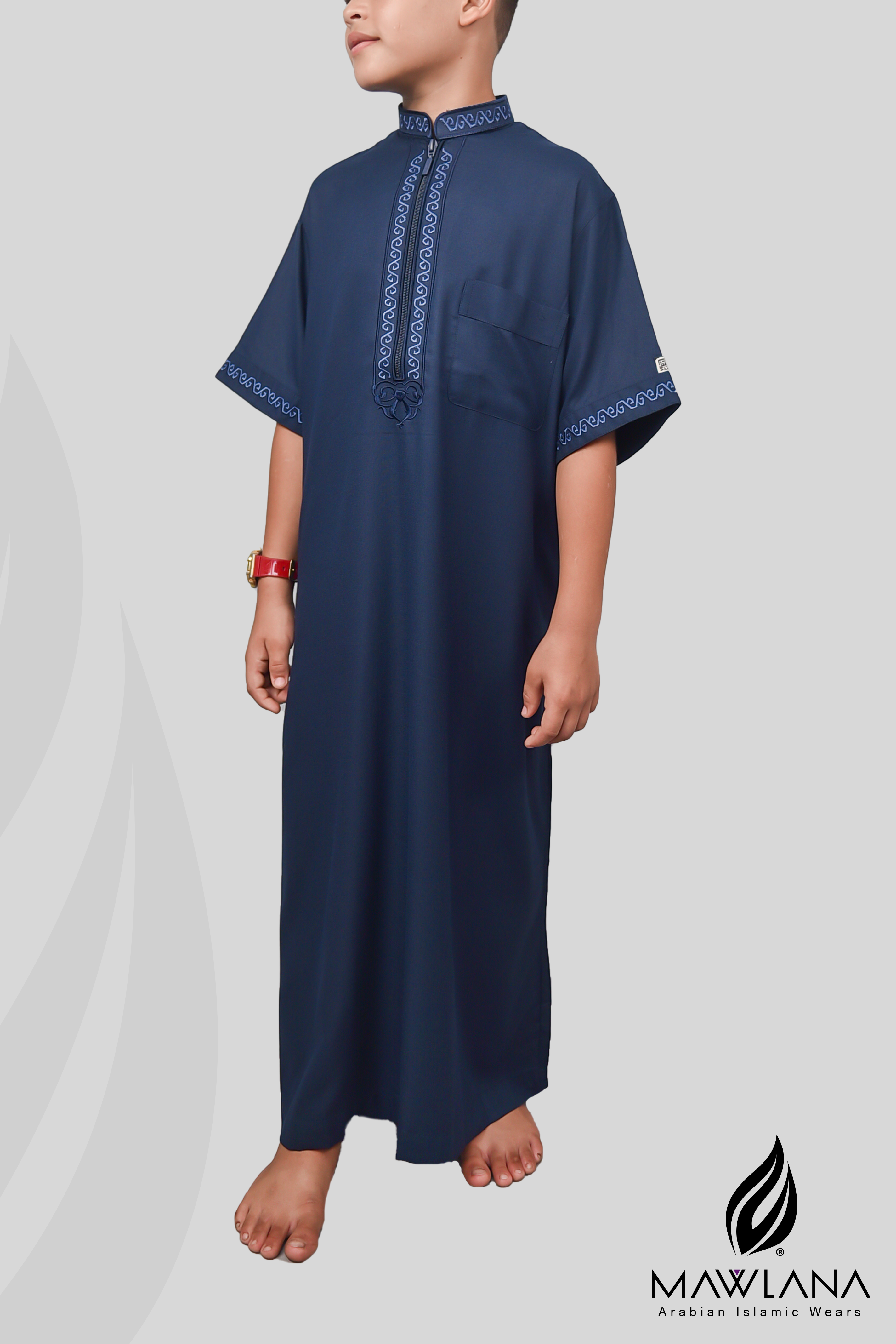 Jubah Budak Alaseel Embroidery (Navy)