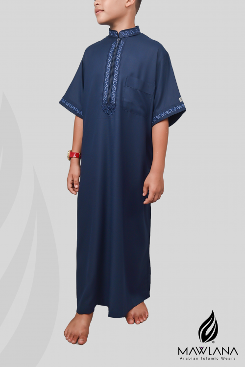 Jubah Budak Alaseel Embroidery (Navy)