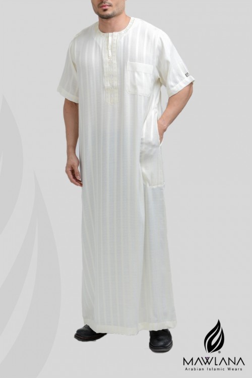 Jubah Lelaki Dewasa Aseel U-neck  (cream)