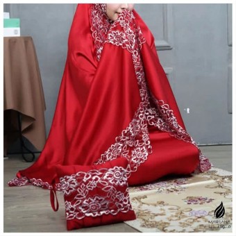 Telekung Satin Premium Cordoba Series FREE BAG in Red