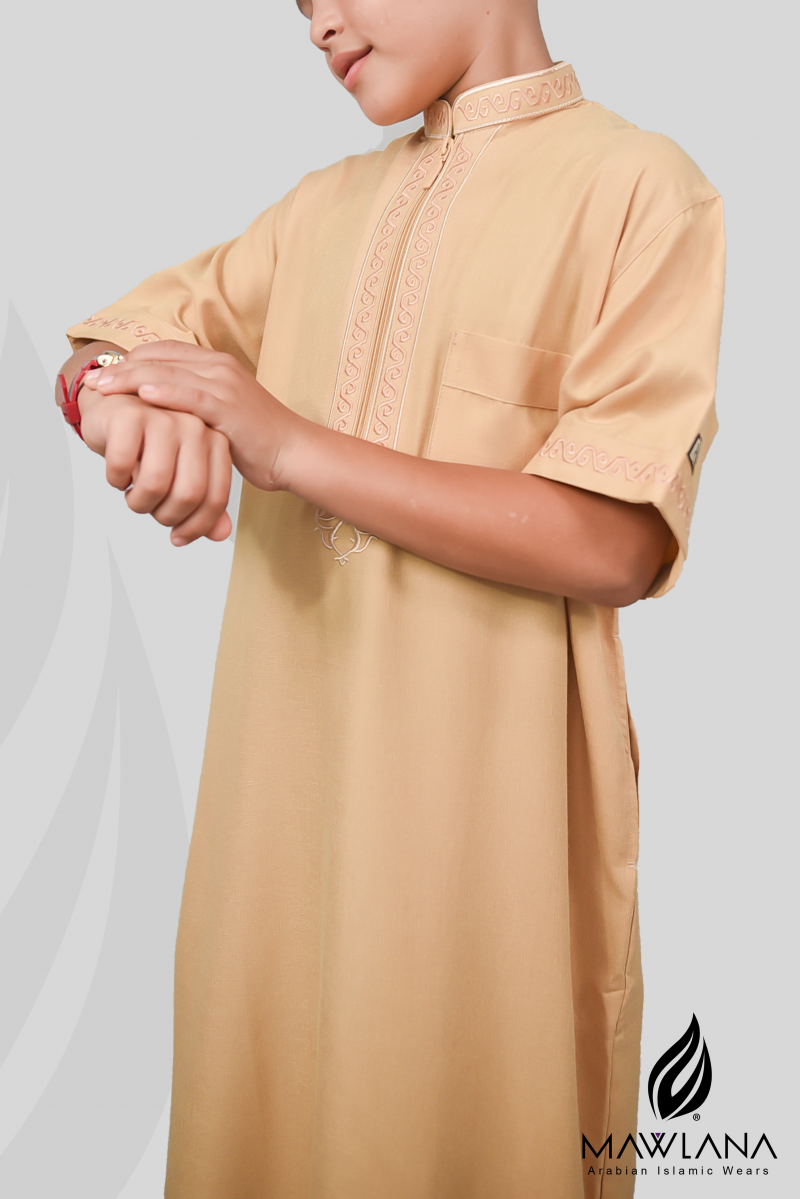 Jubah Budak Alaseel Embroidery (Beige)