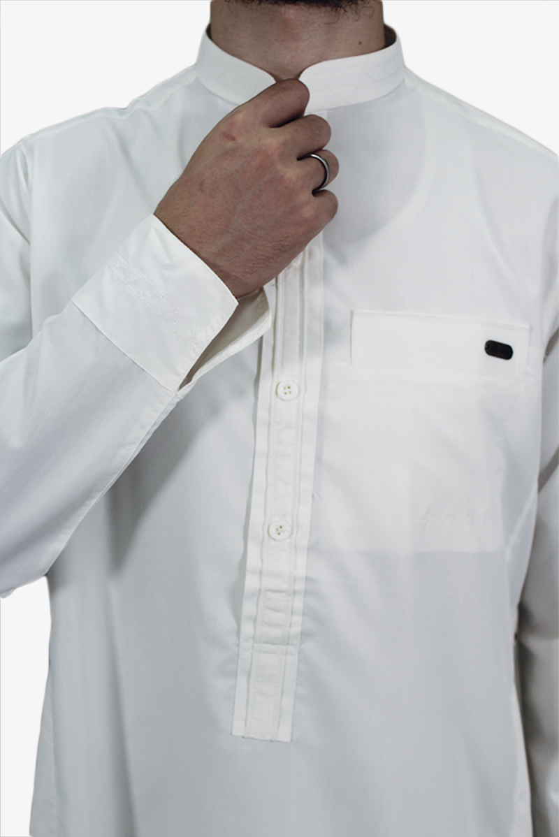 Jubah Putih Lelaki Dewasa 821-4-8 Lengan Panjang